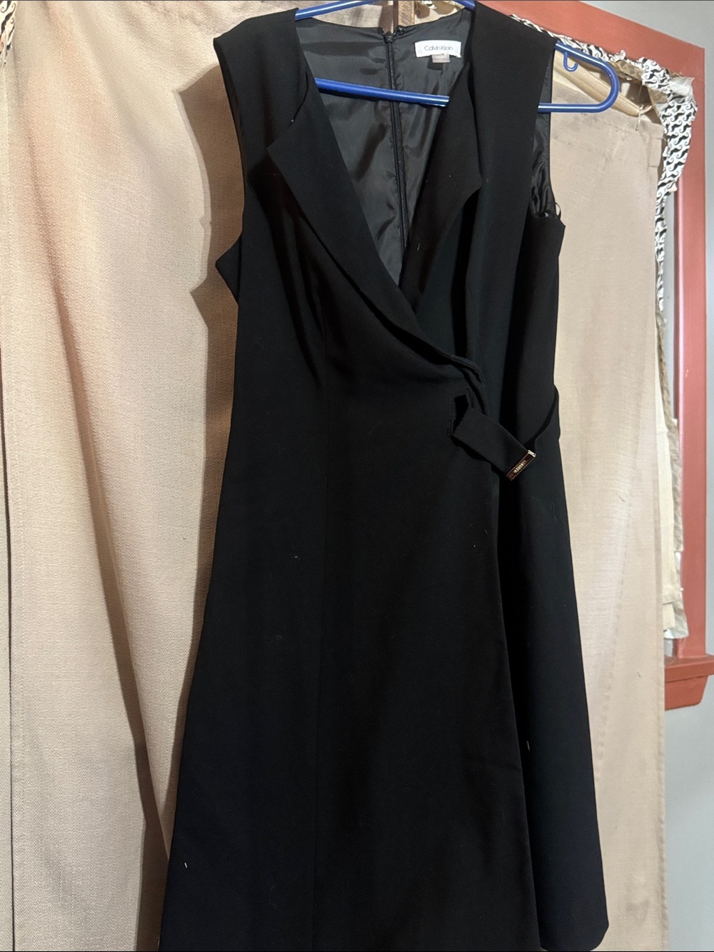 Calvin Klein Black Sleeveless Wrap-Front Midi Dress S-19-13